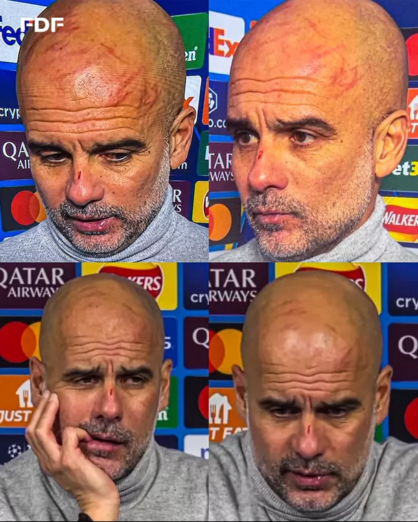 Así terminó el rostro del Pep Guardiola tras el empate del Manchester City. | Foto: X