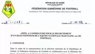 Guinea publicó un anuncio en internet para buscar nuevo seleccionador