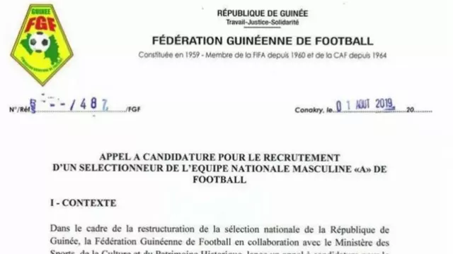 Guinea publicó un anuncio en internet para buscar nuevo seleccionador