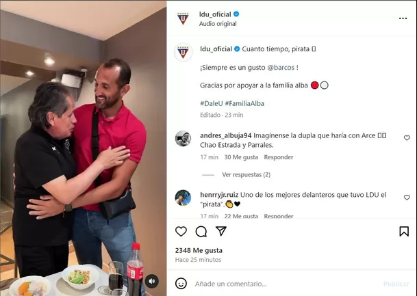 Barcos visitó la concentración de LDU de Quito. | Foto: IG.