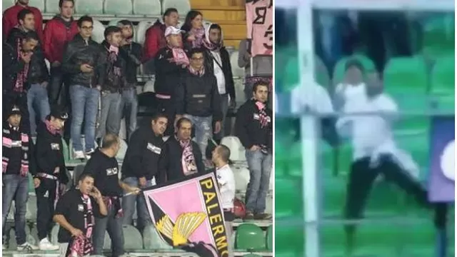 Italia: hincha del Palermo quiso atrapar el balón pero algo salió muy mal