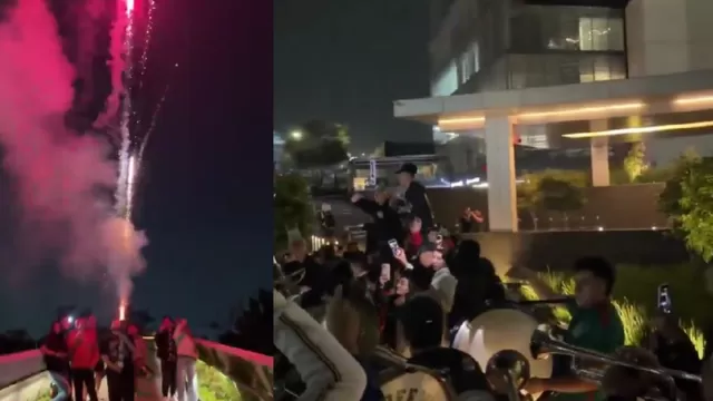 Los hinchas mexicanos se quedaron haciendo bulla en la concentración inglesa. Foto: Captura / Video: AaronMunguiaHB