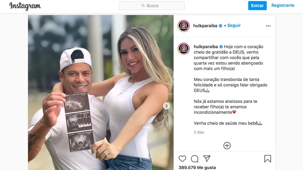 Hulk comunicó que será padre junto a la sobrina de su exmujer.