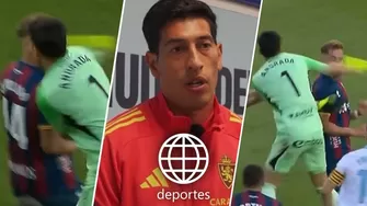 Puñetazo de Andrada en el Zaragoza-Huesca podría caería inédita sanción en la Segunda División de España. | AD
