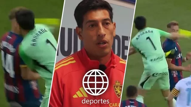 Puñetazo de Andrada en el Zaragoza-Huesca podría caería inédita sanción en la Segunda División de España. | AD