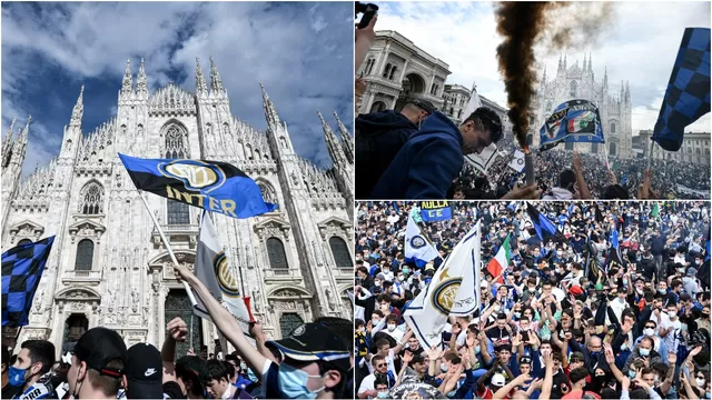 Inter de Milán campeón: Hinchas celebran el título de la Serie A en la plaza Duomo
