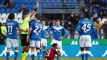 Italia: Roja a Balotelli a los 8 minutos de entrar al Brescia vs. Cagliari