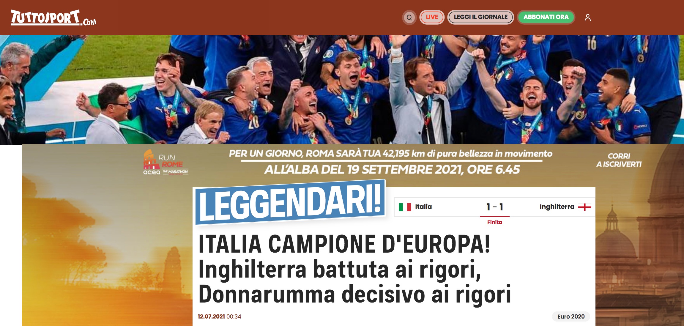 Italia ganó la Eurocopa 2020 tras vencer en los penales a Inglaterra.