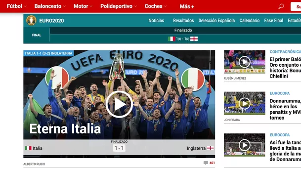 Italia ganó la Eurocopa 2020 tras vencer en los penales a Inglaterra.