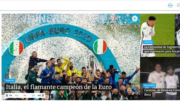 Italia ganó la Eurocopa 2020 tras vencer en los penales a Inglaterra.