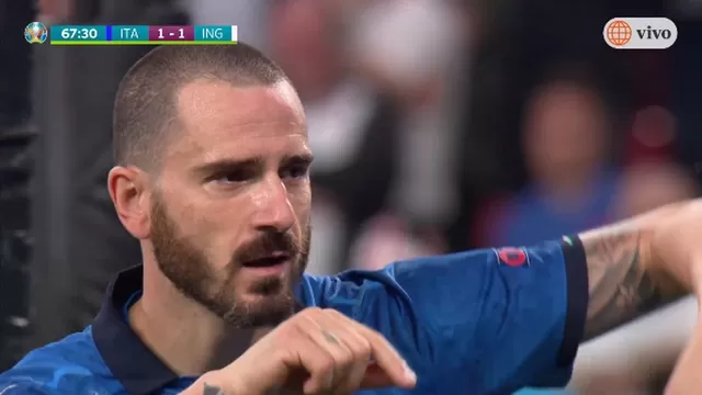 Italia vs. Inglaterra: Bonucci aprovechó un rebote y puso el 1-1 para la Azzurra