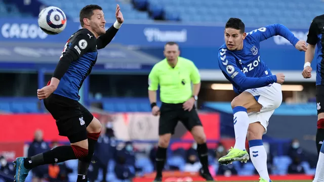 James Rodríguez marcó golazo, pero Everton no pasó del empate 1-1 ante Crystal Palace