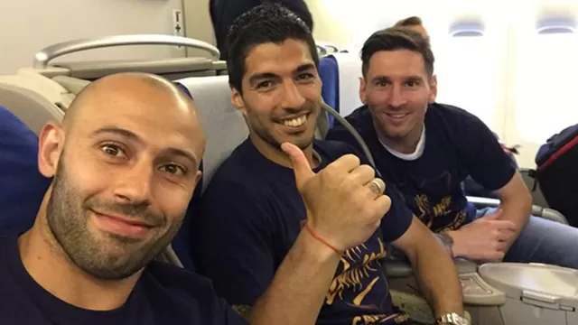 Javier Mascherano y el divertido selfie con Messi y Luis Suárez