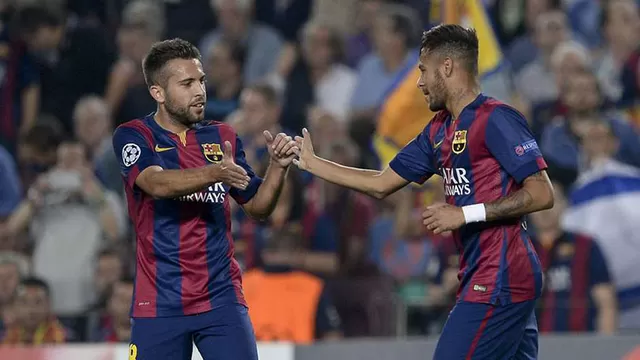 Jordi Alba y Neymar celebrando uno de los goles del Barza.