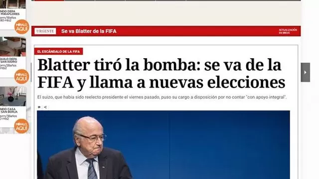 Joseph Blatter: Así informaron los medios sobre su renuncia a la FIFA-foto-2