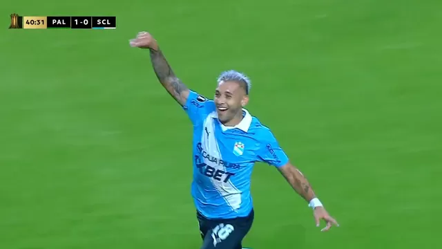 Juan Cruz González remató con mucha calidad y anotó el empate de Sporting Cristal 1-1 ante Palmeiras / Captura / ESPN