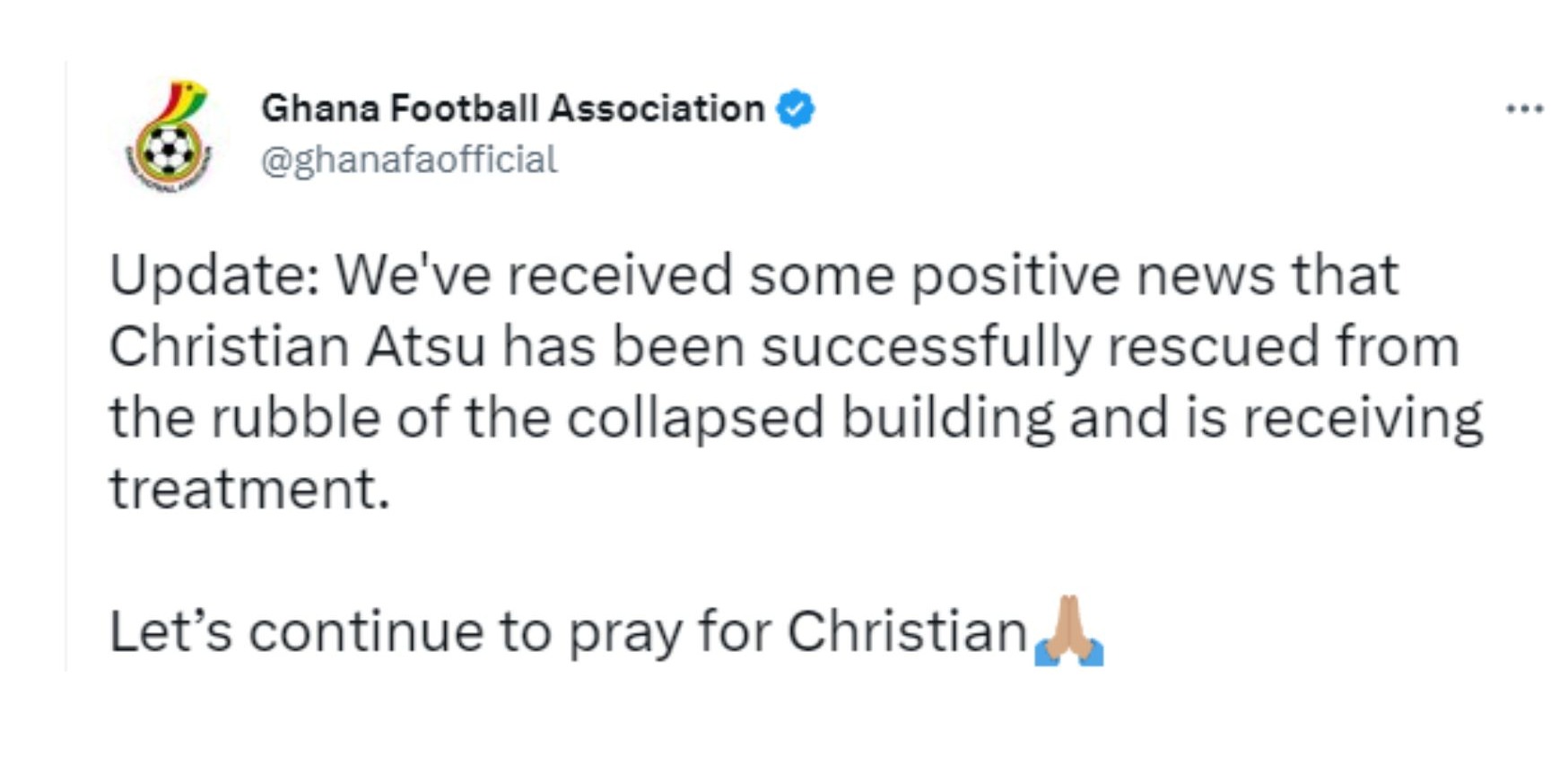 Publicación en la Asociación de Fútbol de Ghana / Twitter