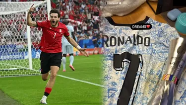 Kvaratskhelia compartió el regalo que le hizo Cristiano Ronaldo tras el duelo por Eurocopa 2024 | Composición AD | IG: @Kavara | Foto: AFP