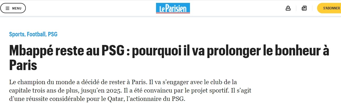 Le Parisien (Francia): &quot;Mbappé se queda en el PSG&quot;.