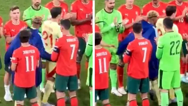 Lamine Yamal no le dio la cara a Cristiano Ronaldo tras perder la final de Nations League / Redes