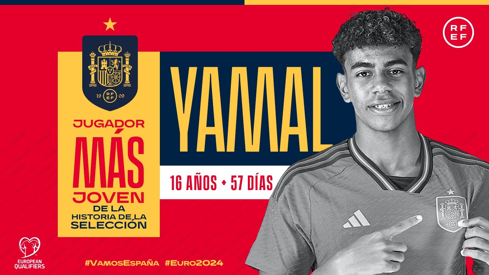 Lamine Yamal, el futbolista más joven en jugar con España. | Fuente: @SEFutbol