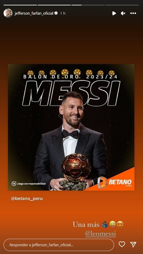 Farfán se pronunció sobre el octavo Balón de Oro de Messi. | Foto: IG.
