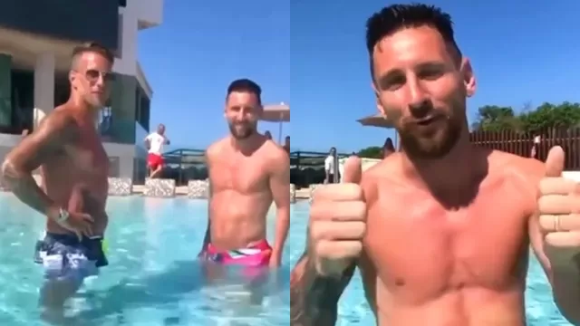 Lionel Messi conversaba con Germán Denis y fue sorprendido por una hincha