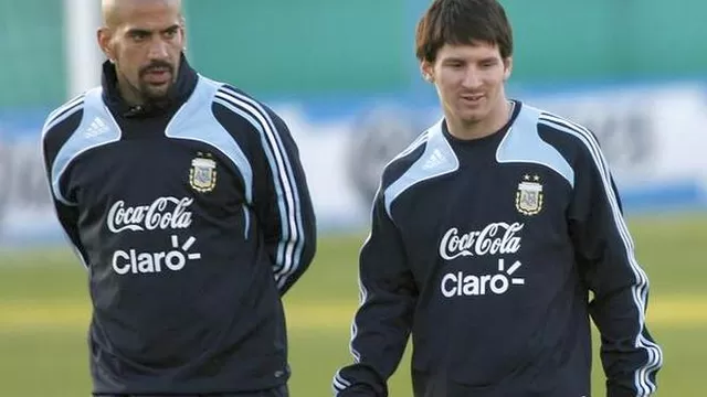 Verón y Messi jugaron en la selección argentina