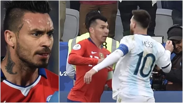 La reacción del chileno Mauricio Pinilla a la expulsión de Lionel Messi