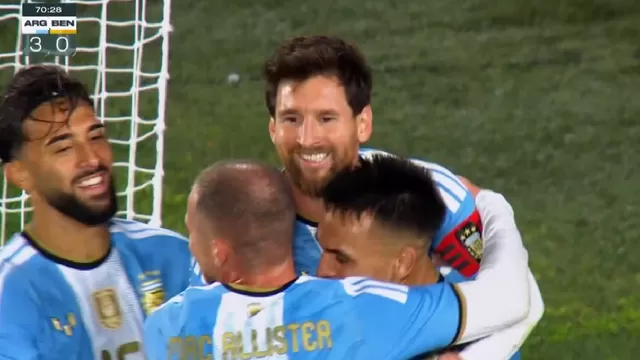 Lionel Messi se hizo presente en su despedida al anotar el 3-0 de Argentina vs Benín con una excelente definición / Fuente: DSports