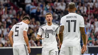 Hummels, M&amp;uuml;ller y Boateng en un partido de la selecci&amp;oacute;n alemana. | Foto:  DFB