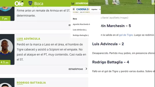 Prensa argentina cuestionó la actuación de Luis Advíncula ante Tigre / AD Prensa argentina cuestionó la actuación de Luis Advíncula ante Tigre / AD
