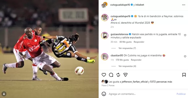 Luis Guadalupe felicitó a Neymar por su convocatoria al Mundial / Foto: Instagram