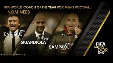 Sampaoli junto a Luis Enrique y Guardiola.