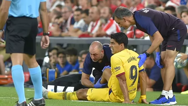 El delantero charrúa terminó lesionado en el duelo ante Athletic Bilbao. (Foto: AFP)