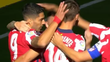 Asistencia de Luis Suárez para el 4-0 del Atlético. | Foto: Captura de video