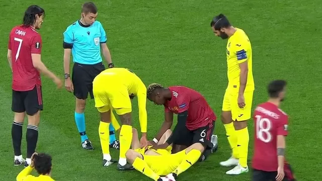 Manchester United vs. Villarreal: Juan Foyth terminó sangrando tras choque con Paul Pogba