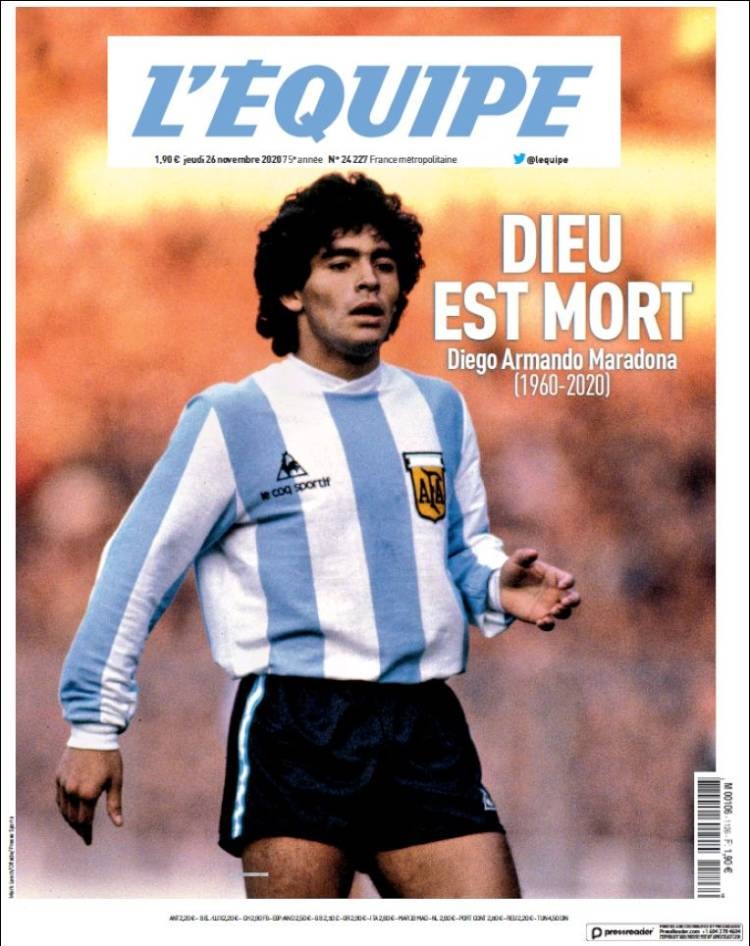 Portadas del mundo dedicadas a Maradona.