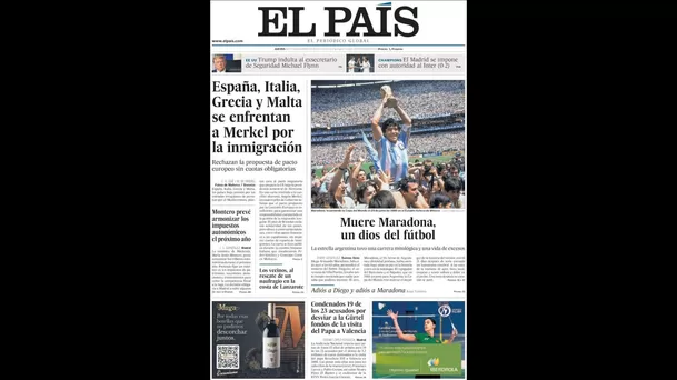 Portadas del mundo dedicadas a Maradona.