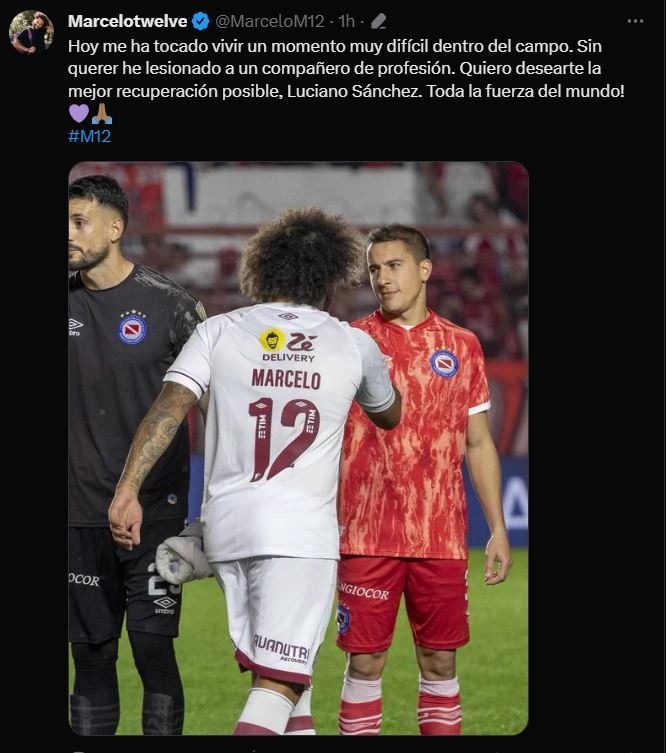 Marcelo y su perdón al jugador argentino Luciano Sánchez. | Foto: Twitter.