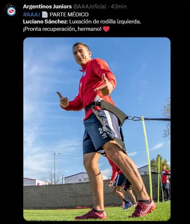 Parte médico Luciano Sánchez. | Foto: Argentinos Juniors.