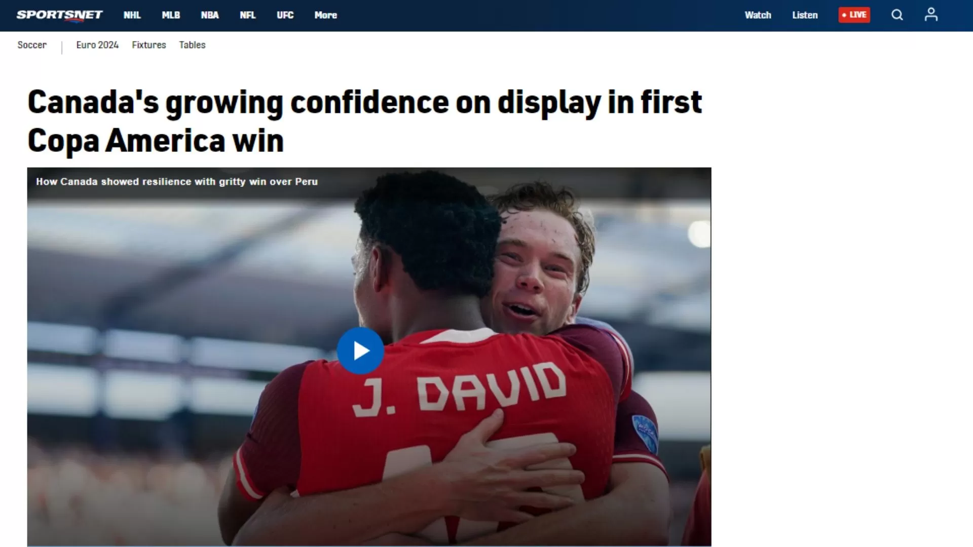 Sportnet también analiza el triunfo de los canadienses frente a Perú / Captura: Sportnet