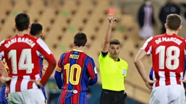 Messi vio la roja ante Athletic Bilbao | Foto: Getty Images.