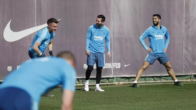 Messi y Luis Su&amp;aacute;rez en el &amp;uacute;ltimo entrenamiento del cuadro cul&amp;eacute;. | Foto: FC Barcelona