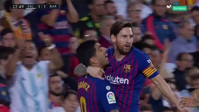 Lionel Messi puso el 1-1 para el Barcelona en Mestalla | Foto: Captura TV.