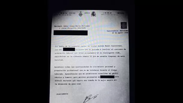 Este sería el documento que envió Messi.