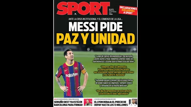 Messi habló para Sport. 