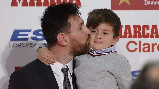 Messi junto a Thiago durante los &amp;uacute;ltimos premios del diario Marca. | Foto: AFP