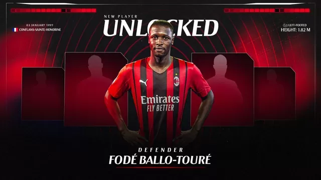 Fodé Ballo-Touré, defensa senegalés de 24 años. | Foto/Video: @acmilan