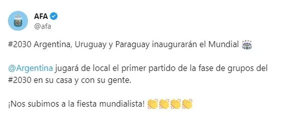 AFA se pronunció. | Fuente: @afa